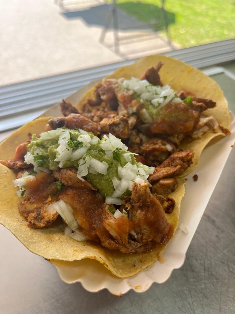 Taco's de Pollo mit Guacamole, Zwiebeln und Salsa